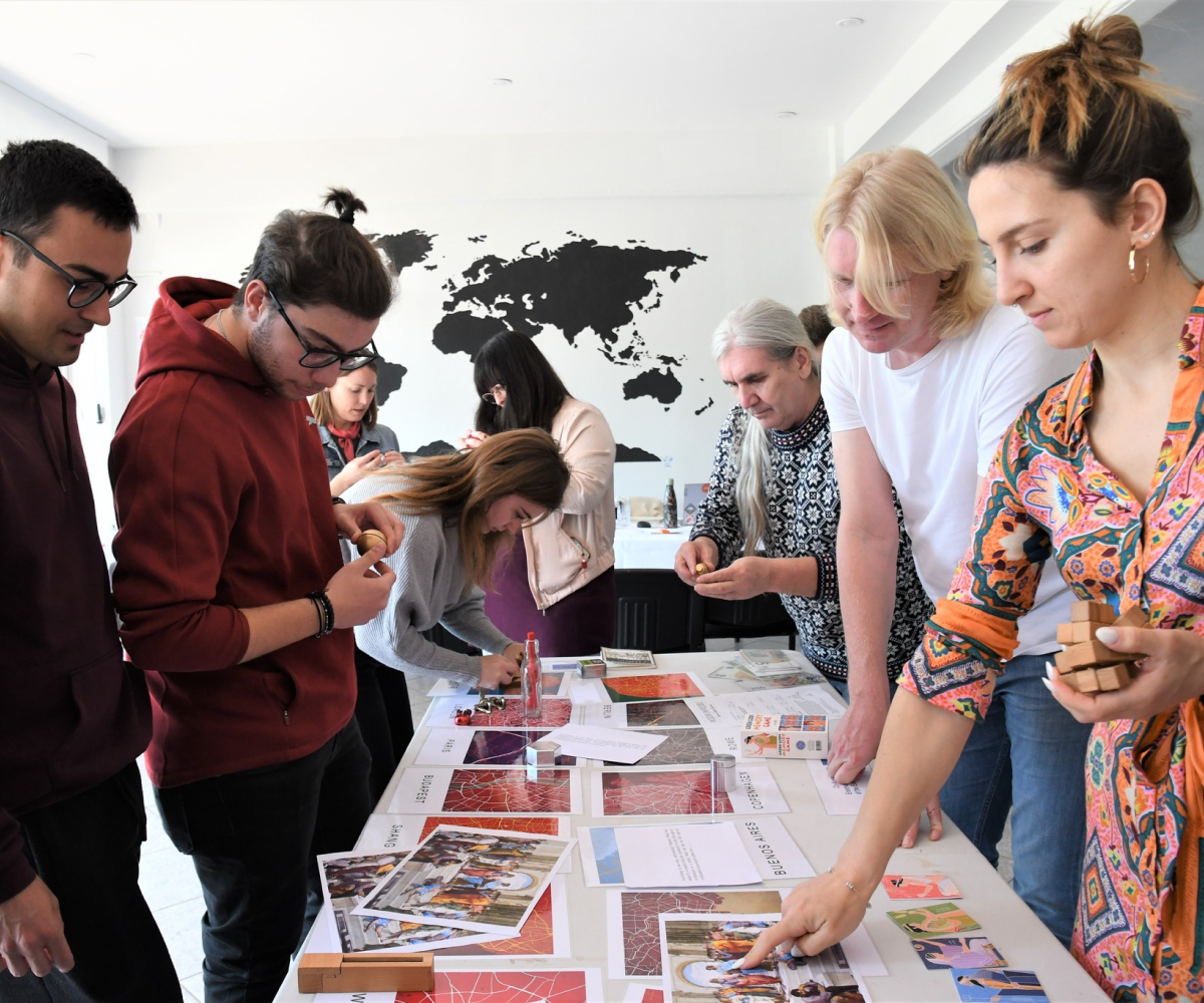 People collaborating at an event